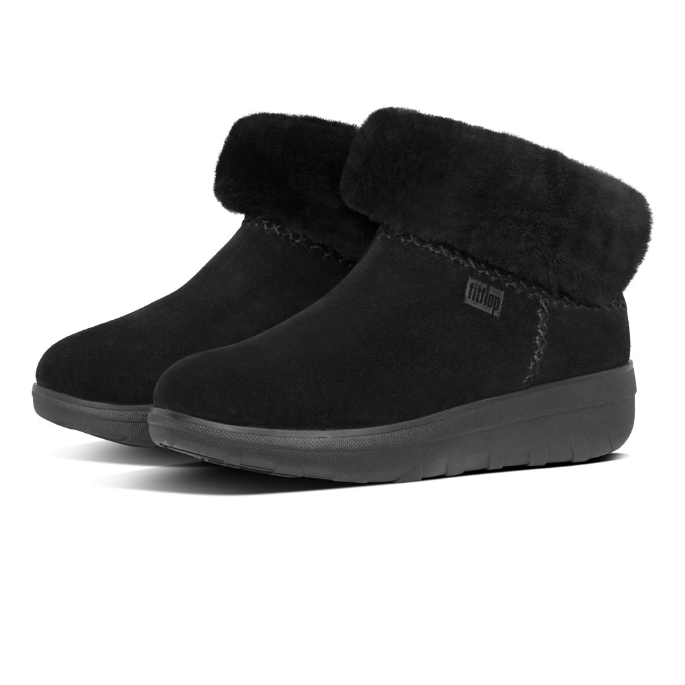 Fitflop Womens Boots Black - Mukluk Shorty Shearling Lined Suede Ankle - IL8479631